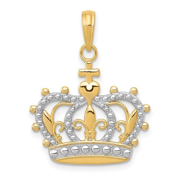 10K Yellow Gold W/Rhodium Crown Pendant,All Products : American Fashion Style Bags On Sale